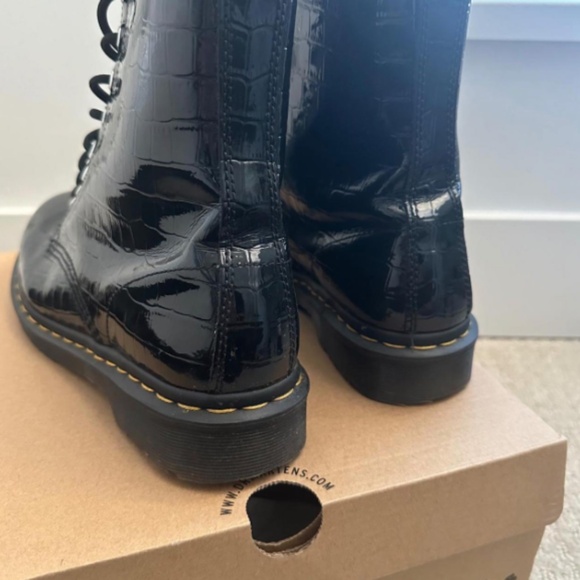 Dr. Martens Patent Crocodile Print Boots - Picture 3 of 5